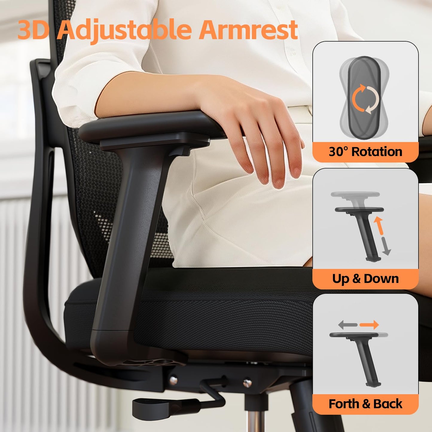 QuelSoft Ergonomic Office Chair, Home Office Desk Chairs, 3D Lumbar Support High Back Desk Chair, Comfortable Computer Chair & Gaming Chair for Office & Home - Black