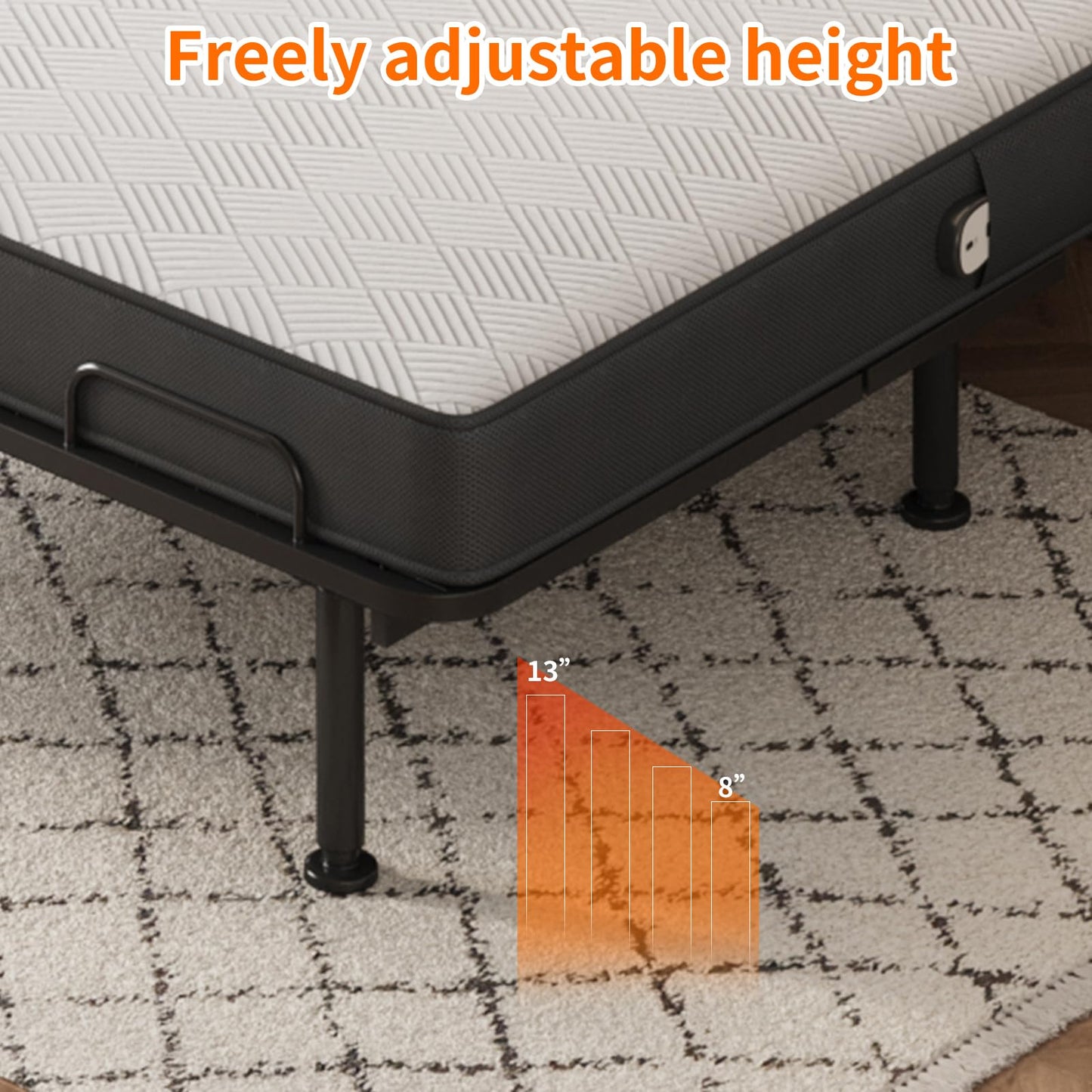 Full Size Adjustable Bed with 13CM Memory Mattress, 79"x54" Electric Adjustable Bed Frame with Remote, Ergonomic Bed Base with Head & Foot Incline,Zero Gravity, 4 Height-Adjustable Legs, Easy Assembly