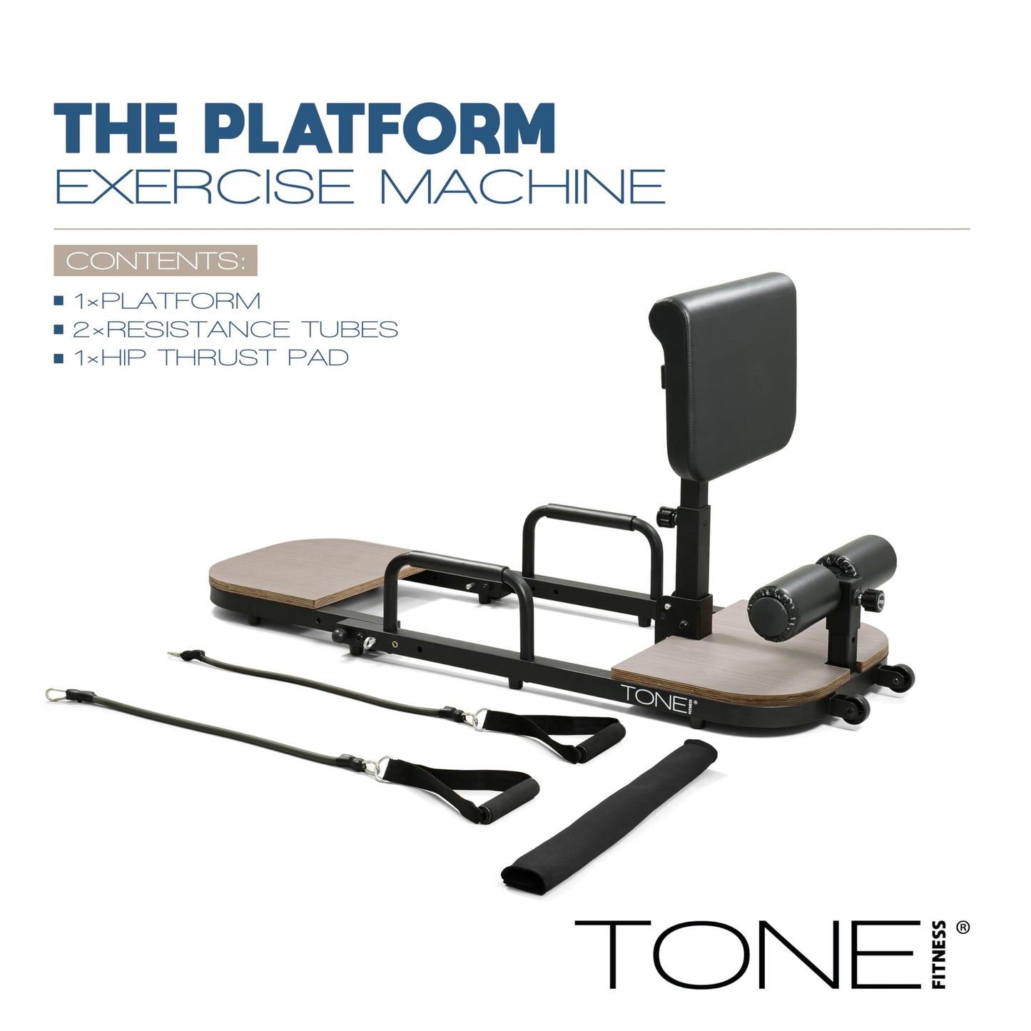 Tone Fitness Foldable Hip Thrust & Glute Exercise Machine | Adjustable Sissy Squat, Core & Leg Trainer | Compact Multi-Purpose Home Gym Equipment | Classic Gray