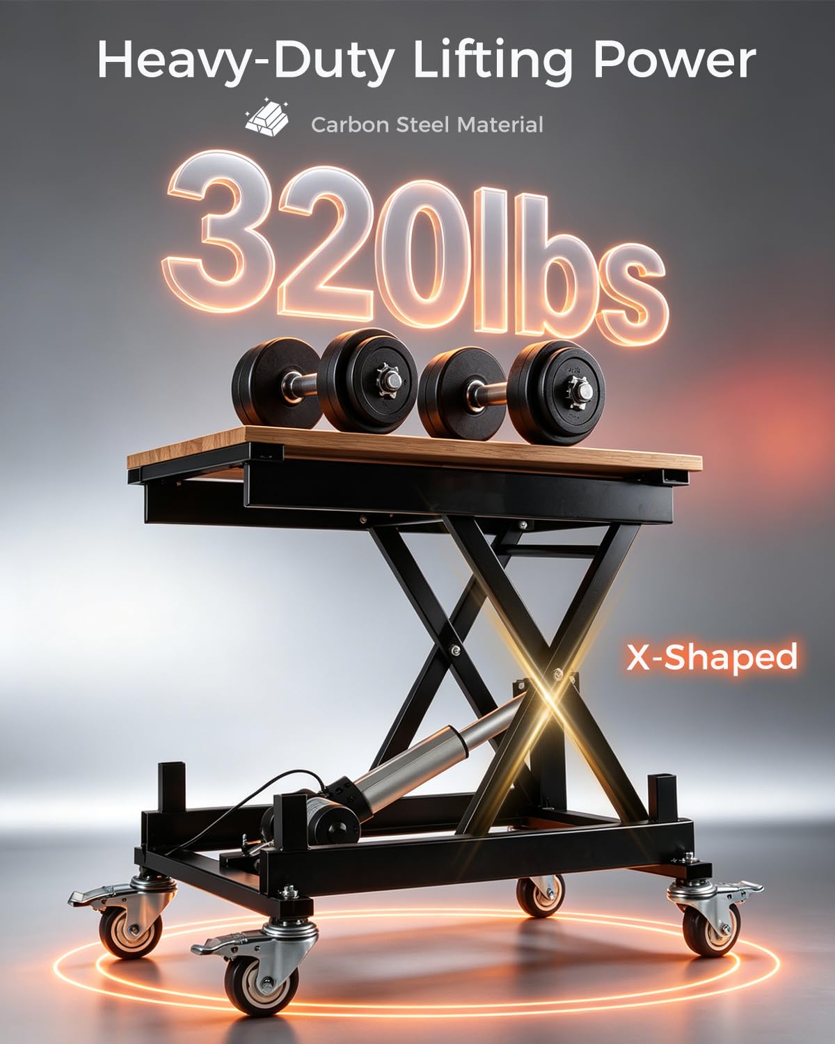 Electric Lift Table 320 lbs Capacity, 8.3-22.8 in Height Adjustable Lifting Platform with Wired/Wireless Remote,Single Scissor Lift Table,for Working Platform,Computer Desk, Material Handling