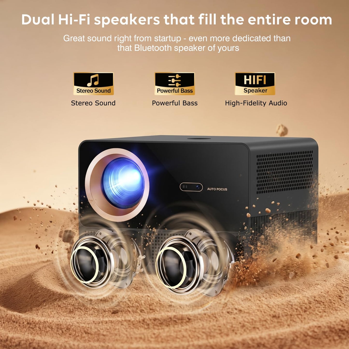 Ecosky 3500 ANSI Lumens Licensed Google TV Projector, Native 1080P 4K Supported Smart Projector with Auto Focus, Keystone, WiFi Bluetooth for Bedroom Home Theater Outdoor Movies