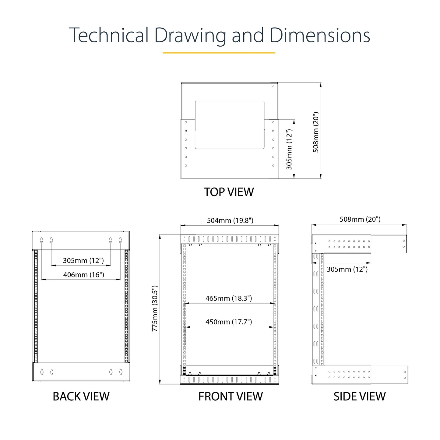 StarTech.com 2-Post 15U Heavy-Duty Wall Mount Network Rack, 19" Open Frame Server Rack with Adjustable Depth, Wall Mount Data Rack for IT / AV / Patch Panel / Computer Equipment (RK15WALLOA)