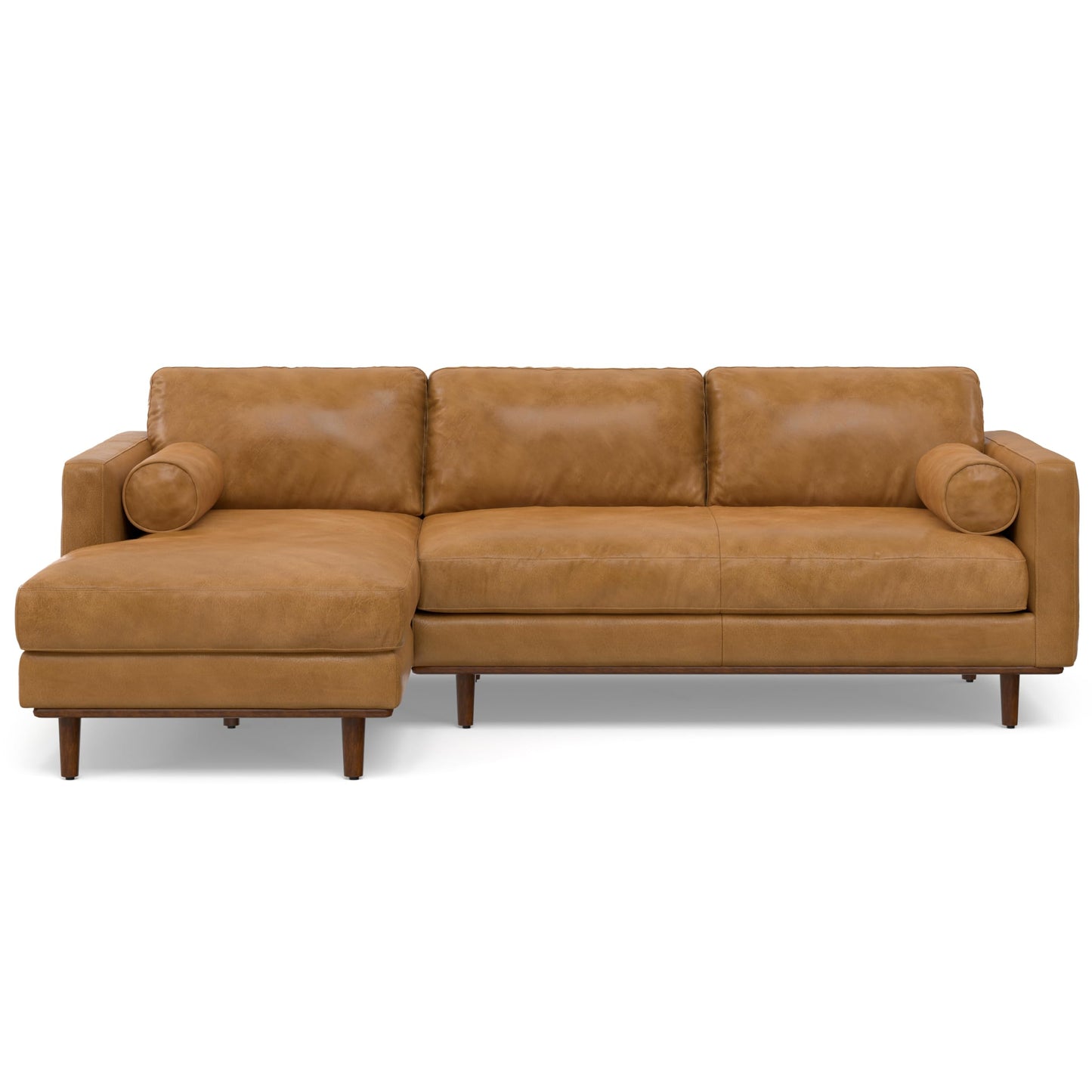 SIMPLIHOME Morrison Left Sectional Sofa in Full-Grain Genuine Leather, Sienna, 102-inches Wide, L-Shaped Leather Couch with Left Chaise for The Living Room and Family Room