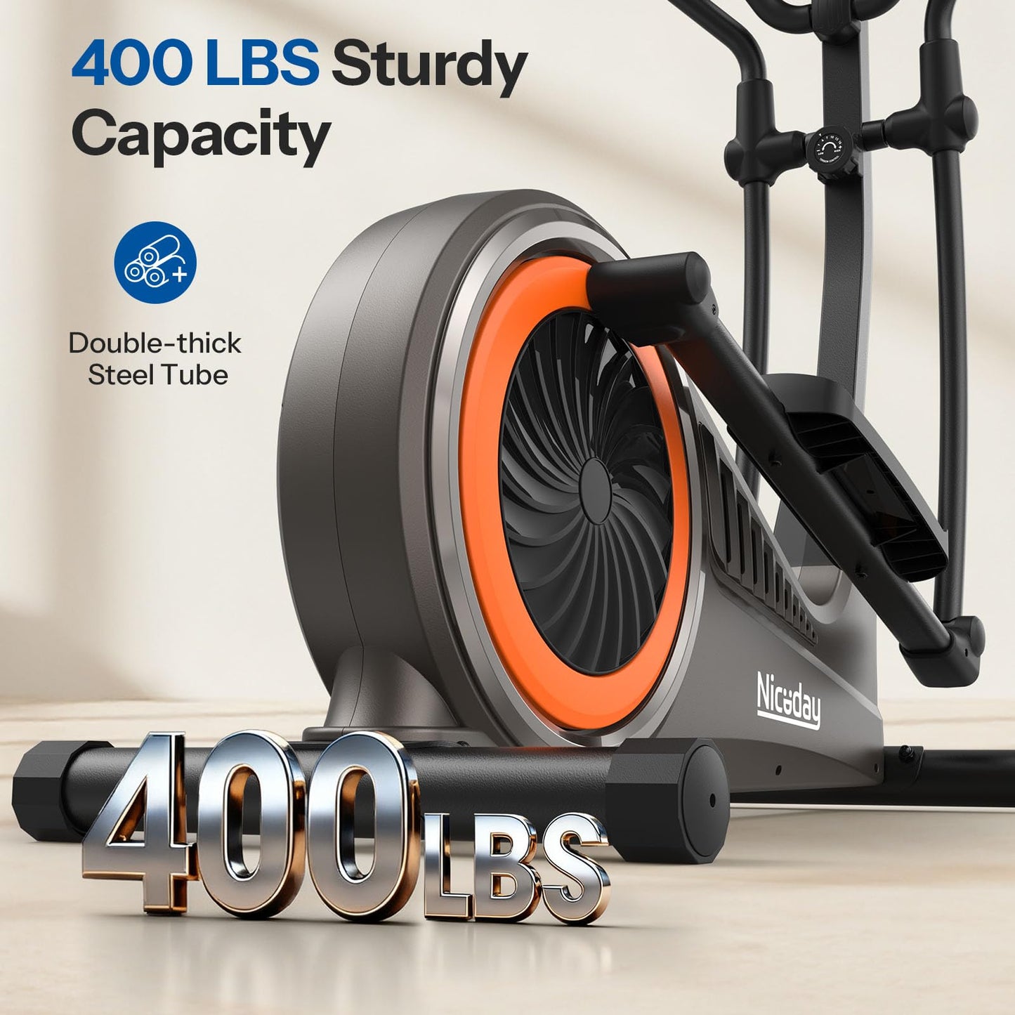 Niceday Elliptical Exercise Machine, Elliptcal Machine for Home, 16IN Stride Elliptical Machine, Elliptcal Training Machine with 16 Level Resistance, 400LBS Loading Capacity