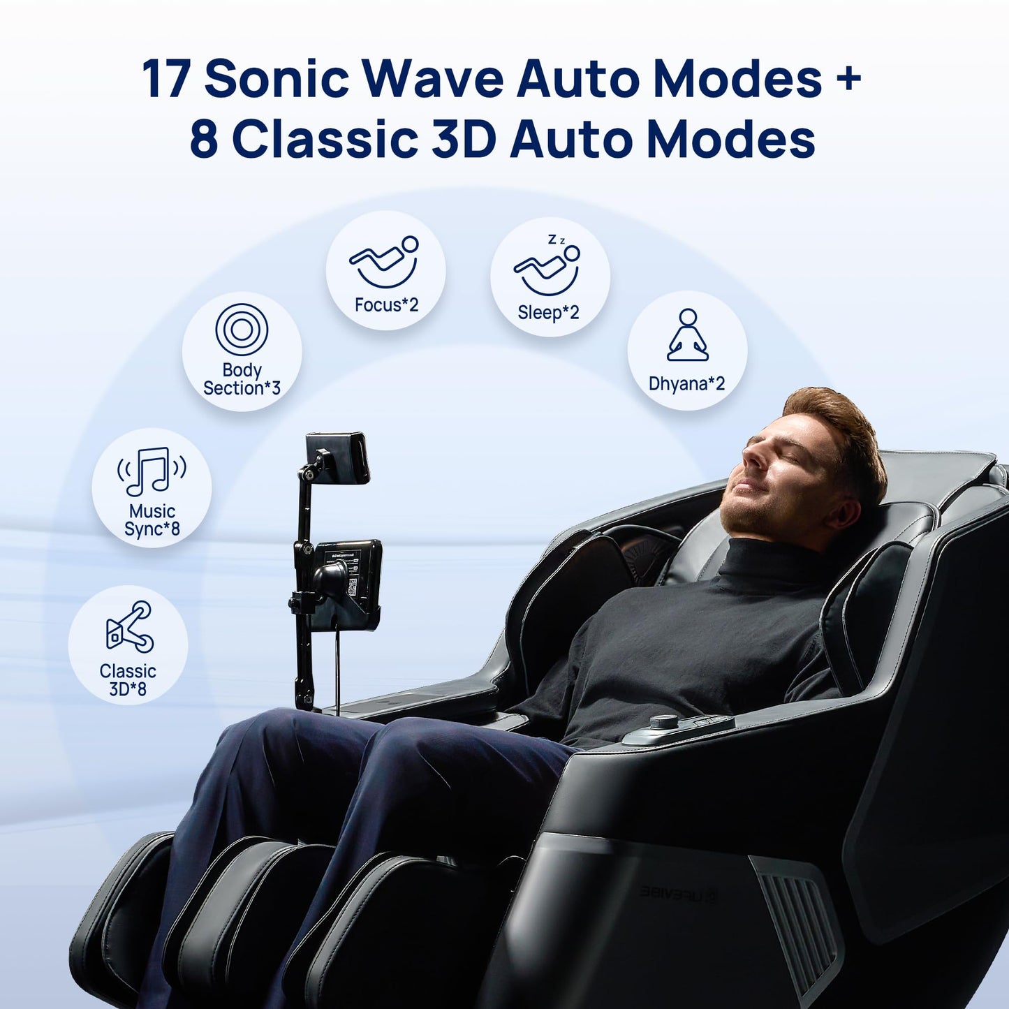 Lifevibe VAT Massage Chair Full Body VibroAcoustic Sonic Wave, SL-Track Zero Gravity Recliner with 25 Auto Modes, Smart Body Scan, Extendable Footrest, Reading Lamp, Black