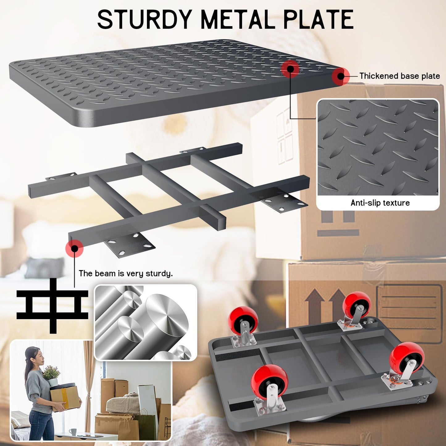 2000 lbs Heavy Duty Platform Truck, Foldable Flatbed Push Cart with 5" Silent Swivel Wheels, Folding Utility Cart for Warehouse, Garage, Office, Moving, Industrial Material Handling, 36" x 24"