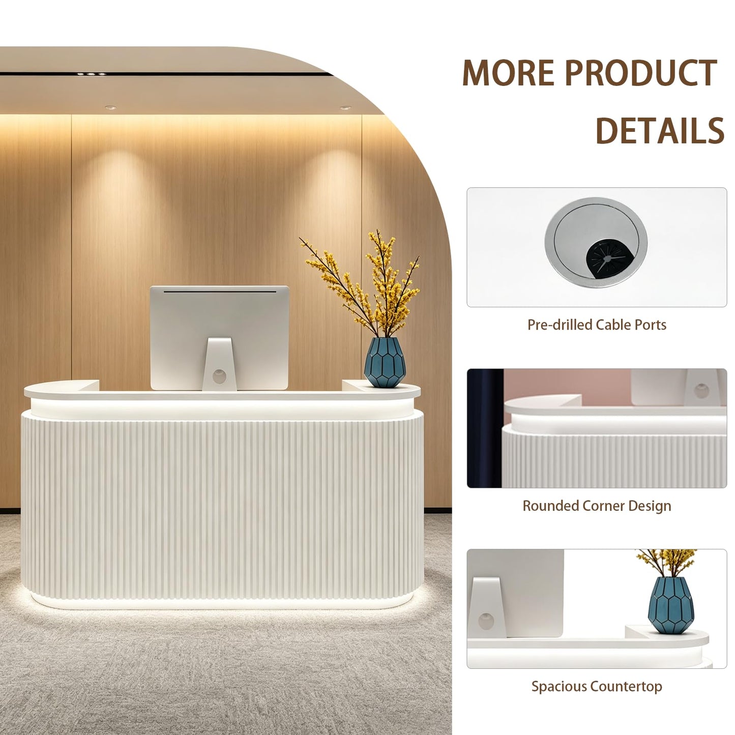 Reception Room Tables,Front Office Desk, Modern Reception Counter with Storage Function Lockable Drawers, Large Front Counter for Salon Lobby Office Retail Shop