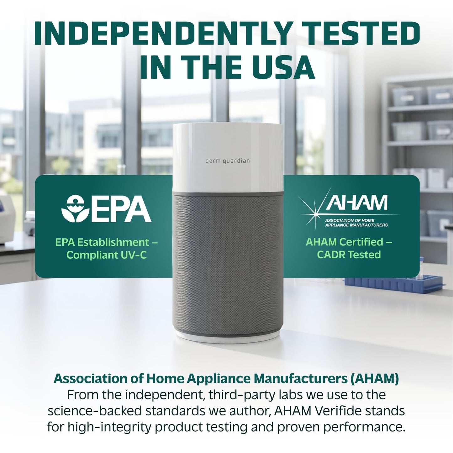 GermGuardian AirSafe+ XL Air Purifier for Bedroom and Home - UV-C - 360-Degree True HEPA Filter - Filters Pet Dander, Dust, Pollen, Smoke - Air Quality Monitor - AC3200 - Gray & White