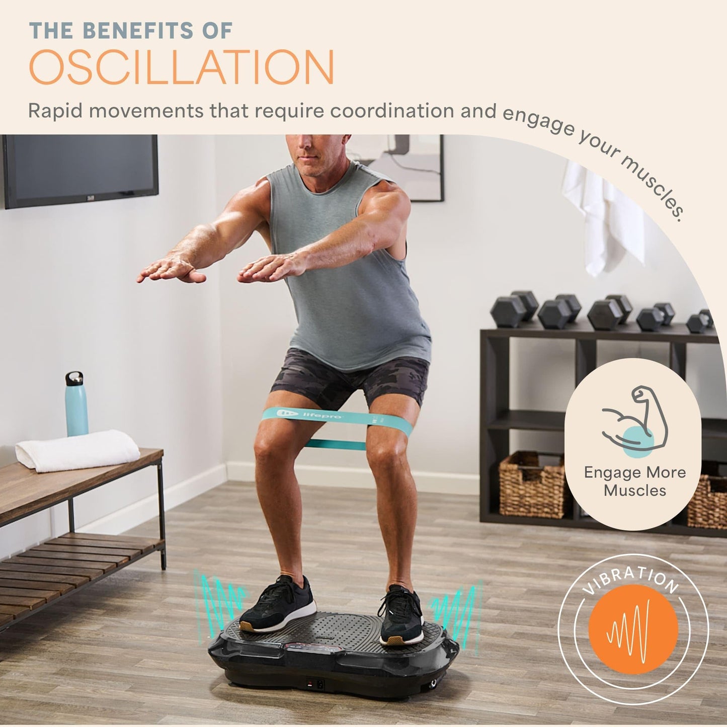 Lifepro Waver Vibration Plate Exercise Machine – High-Intensity Vibration Plate for Lymphatic Drainage – Full-Body Workout Vibrating Platform with Loop Bands – Fitness Equipment for Strength & Toning