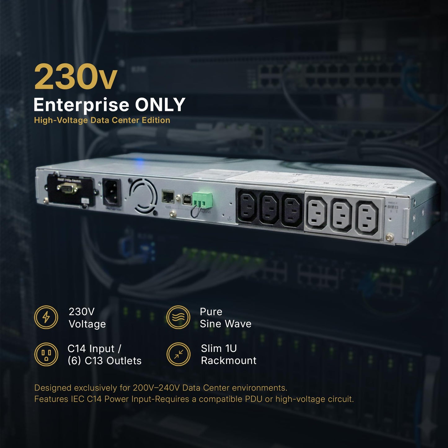 Eaton 5P 1550VA 1100 Watt 1U Rackmount/Wallmount 208V/220V/230V/240V Line-Interactive True Sine Wave Uninterruptible Power Supply Server 5P1550GR