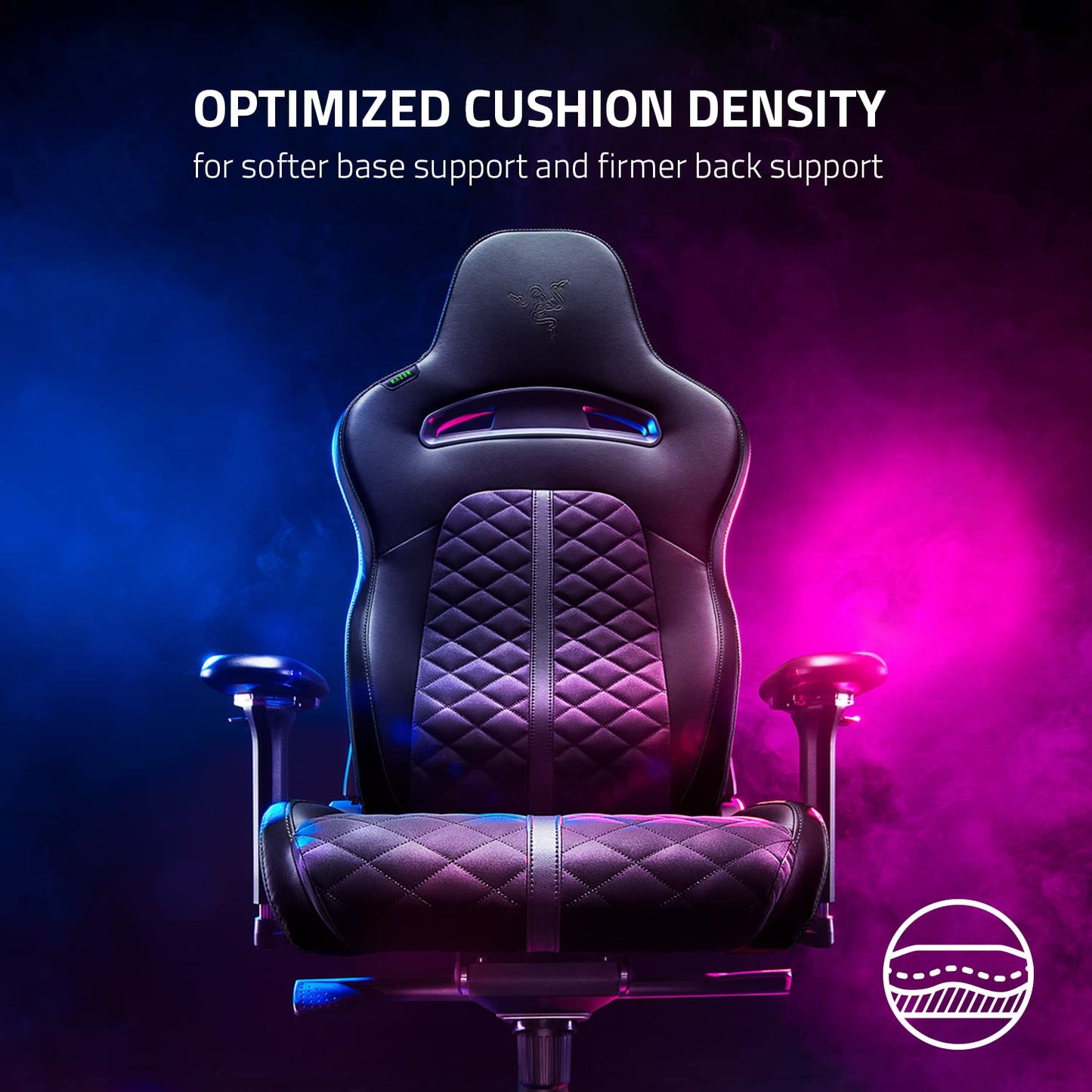 Razer Enki Gaming Chair: All-Day Comfort - Built-in Lumbar Arch - Optimized Cushion Density - Dual-Textured, Eco-Friendly Synthetic Leather - Reactive Seat Tilt & 152-Degree Recline - Black