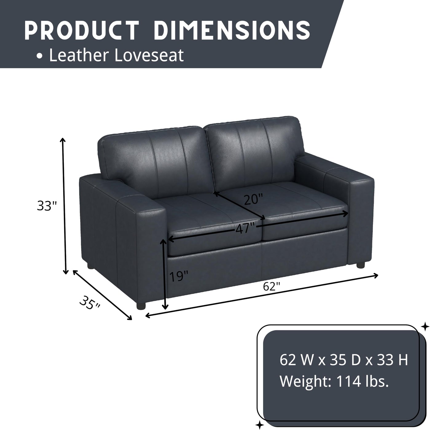Roundhill Furniture Sakan Leather Upholstered 2-Piece Living Room Set, Sofa and Loveseat, Blue