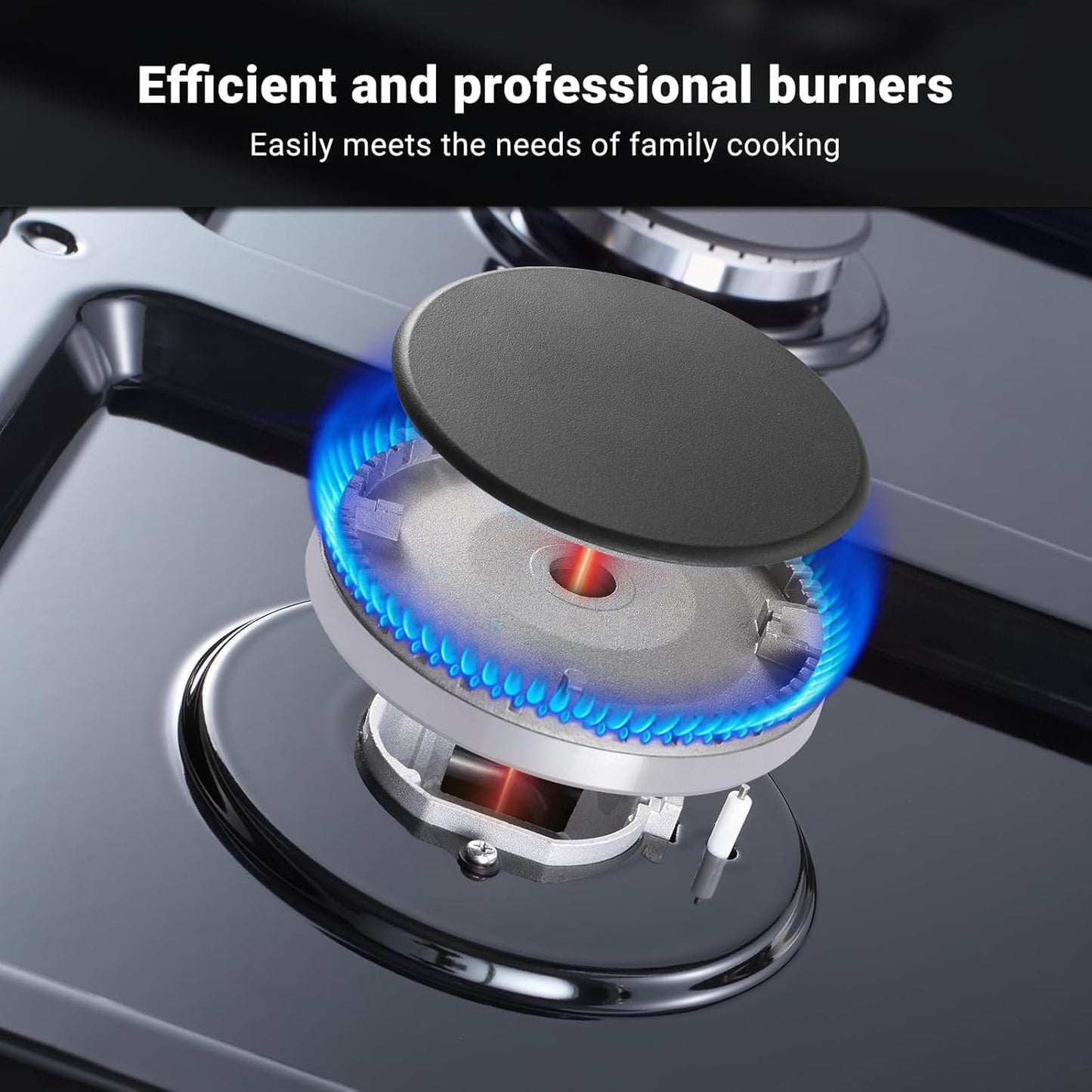 AAOBOSI 36-Inch Gas Cooktop with 6 Burners, 78,000 BTU Built-In Stainless Steel Rangetop, Freestanding Commercial Cooktop NG/LPG Convertible with Cast Iron Grates,Drip Pan and Panel Lights