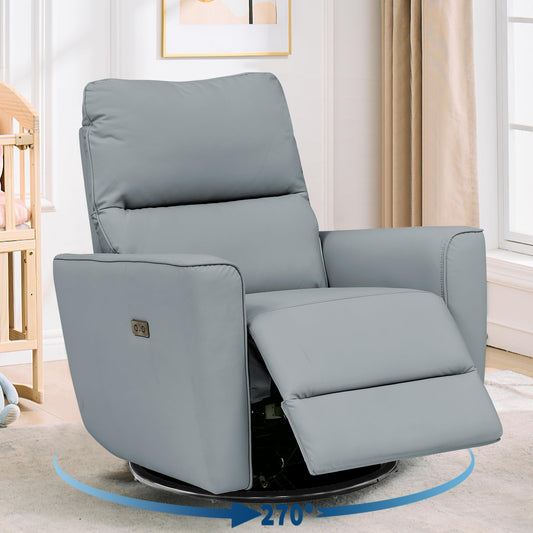 Garvee Power Swivel Glider Recliner Chair with USB Port & Lumbar Support – Effortless Rocking, Recline & Comfort for Living Room, Nursery & Home Theater