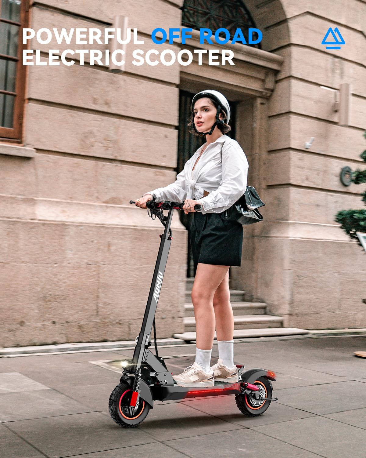 Aoniu M4 Electric Scooter for Adults Escooter with Seat Off Road E Scooter Fast 25-30mph 300 Lbs+ Heavy Duty Electric Scooters Long Range 31 Miles All Terrain Foldable for Teens Commuting