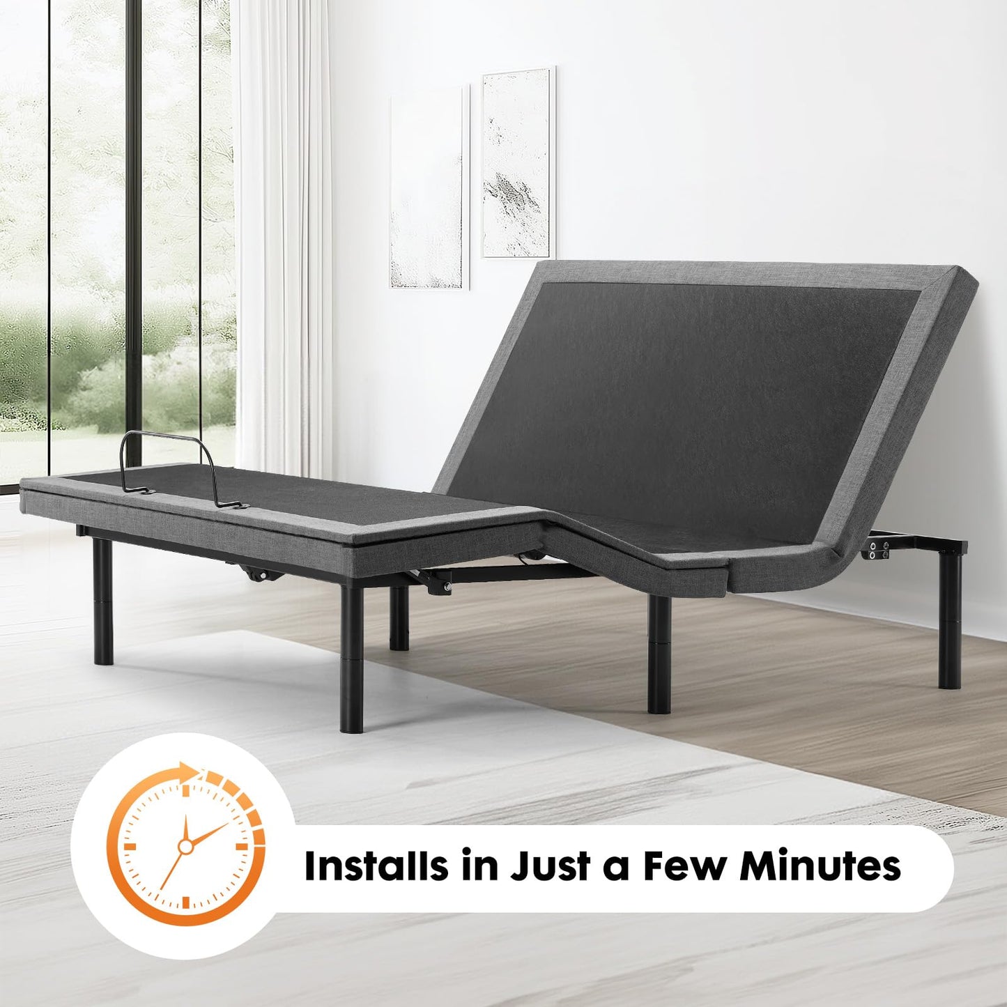 Sweetcrispy Full Adjustable Bed Frame, Ergonomic Electric Base with Wireless Remote and 2 USB Ports, Head and Foot Incline, Zero Gravity, Anti-Snore, Easy Assembly