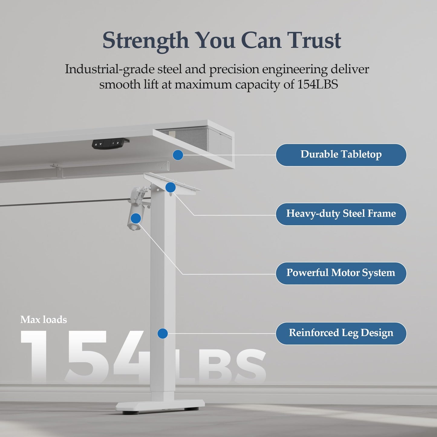 Klicelor 55 x24 Inch Electric Standing Desk with Drawers, Adjustable Height Small Sit Stand Desk for Home Office, Compact Computer Workstation with Storage– White