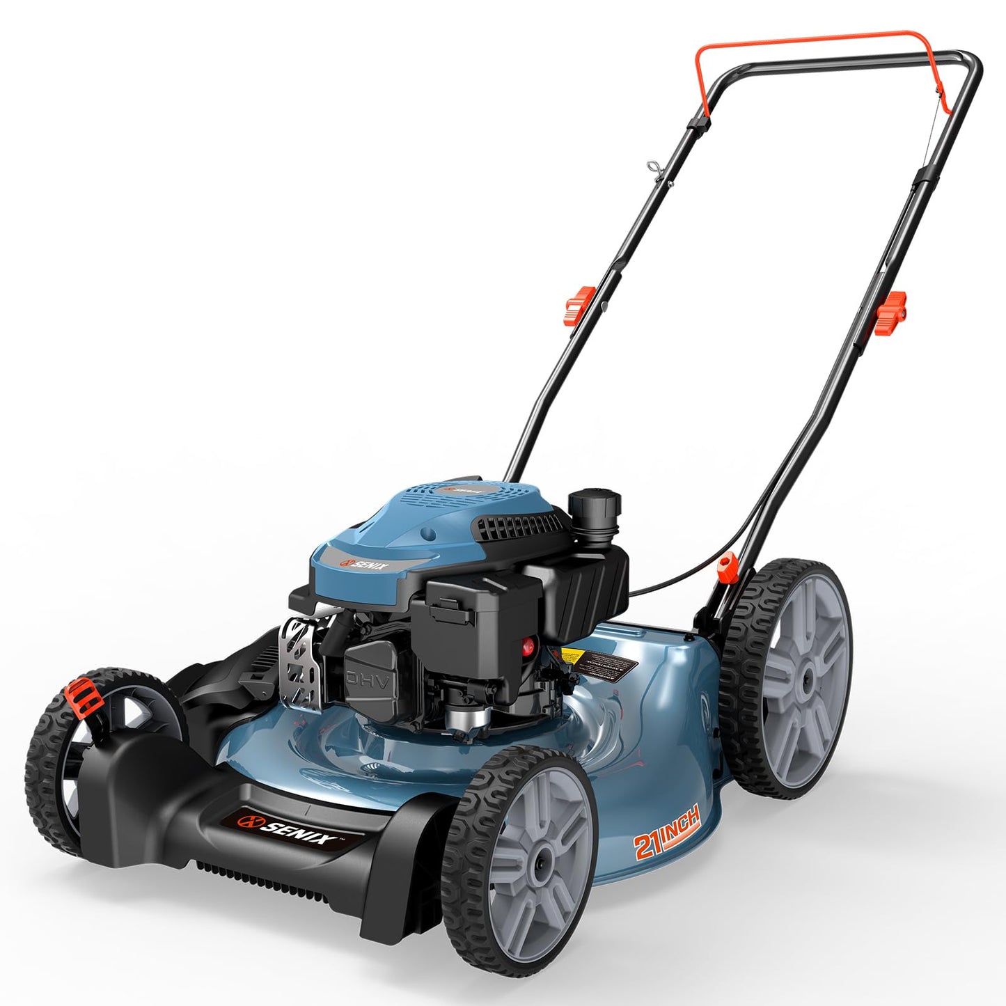 SENIX 144 cc Gas Lawn Mower, 21 inch 2-in-1 Push with Mulching and Side Discharge, 4-Cycle Engine, 6 Position Cutting Height Adjustment for Yard and Garden