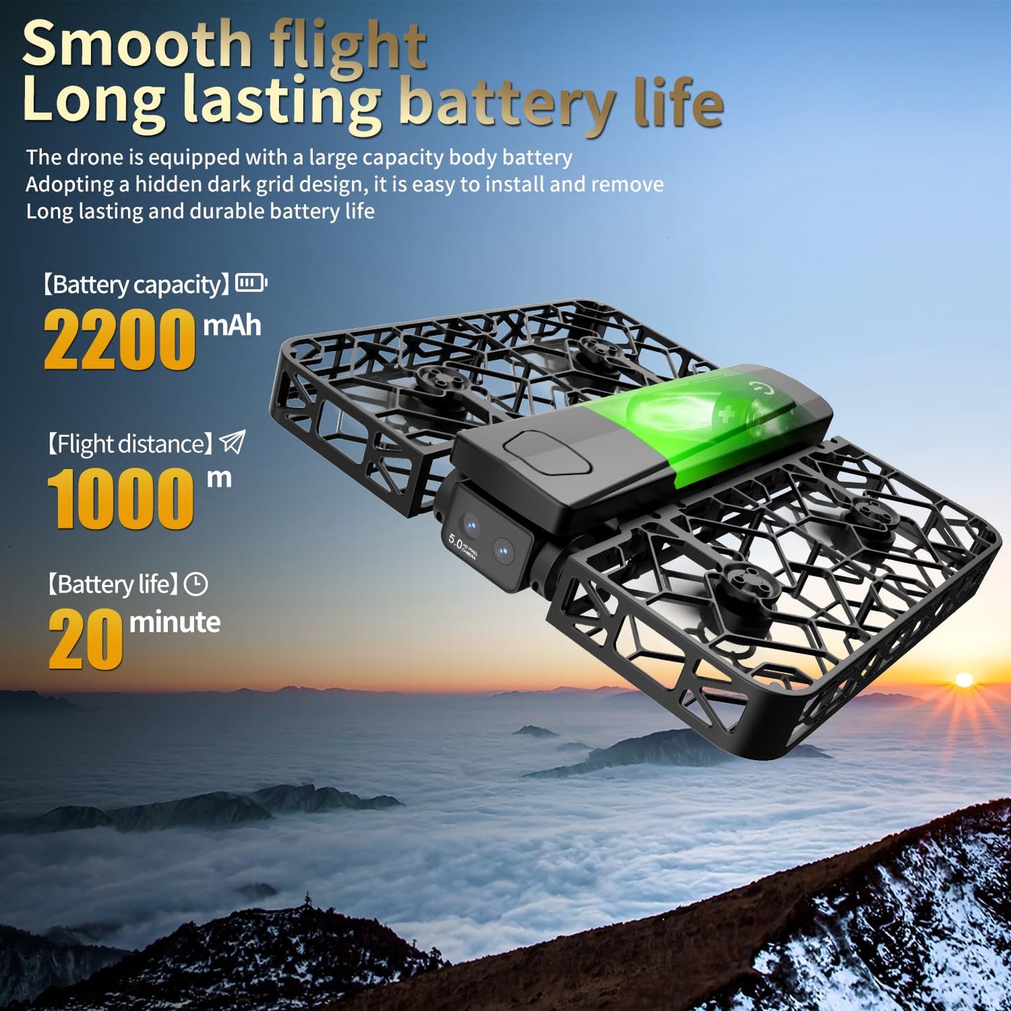 UAVRIAO Folding Selfie Drone with 2K HD Camera Gesture Control & Auto Follow Me Quadcopter Waypoint Flight, Stunt Mode, 360° Protection, One-Key Operation，For Adults Gesture Control
