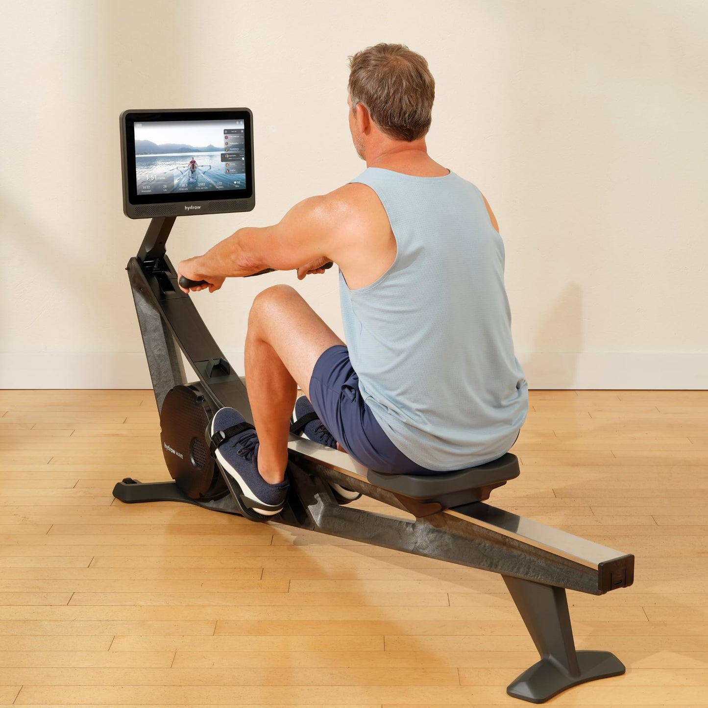 Hydrow Wave Rowing Machine for Home with Immersive 16'' HD Touchscreen - Live Row Machine Home Workout, Magnetic Drag Technology, 375 lb Weight Capacity Magnetic Rower - 30-Day Trial & 1-Year Warranty