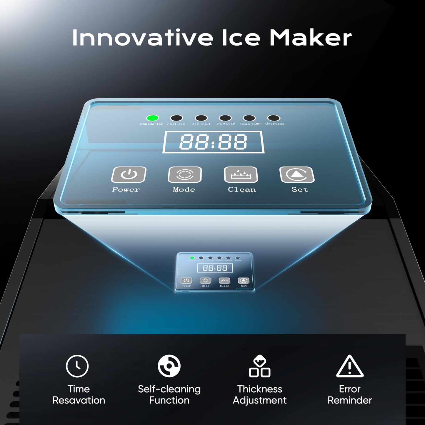 Coolake Commercial Ice Maker Machine 200lbs/24H, Air Cooled Under Counter Ice Maker with 50lbs Ice Storage, Stainless Steel Self Cleaning Freestanding Ice Maker for Home Bar Restaurant Kitchen