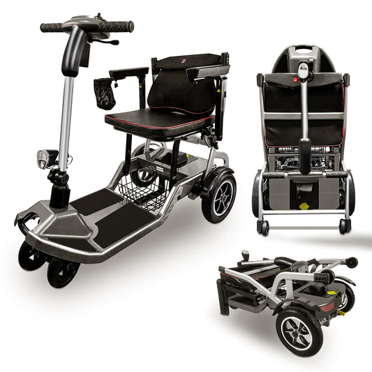 ZiiLIF R3b-Mobility Scooters for Seniors Adults Ultra Lightweight 37.5 Ibs Electric Folding 4 Wheel Mobility Scooter with Cup Holder, Compact & Convenient for Travel Airline Approved, Gray