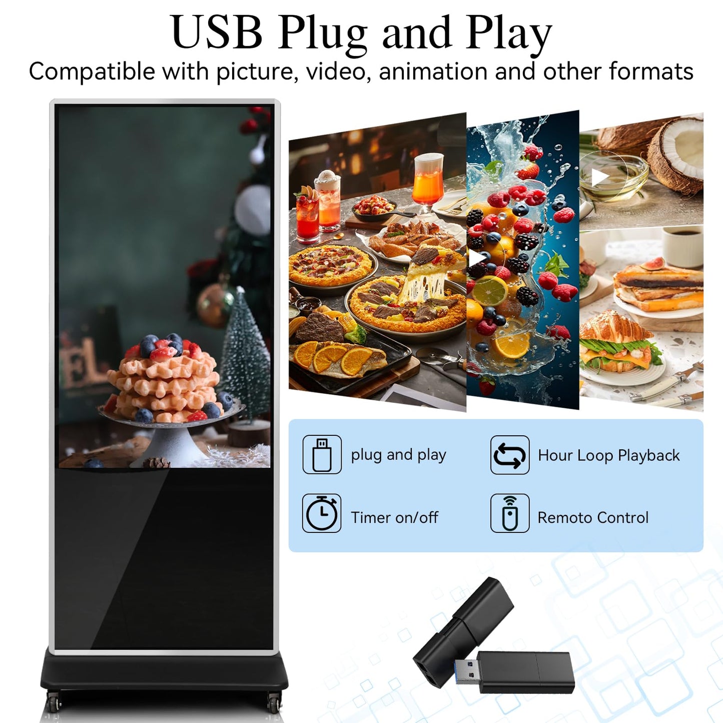 KEINONE 55" Touch Digital Signage Display Kiosk Floor Stand Advertising