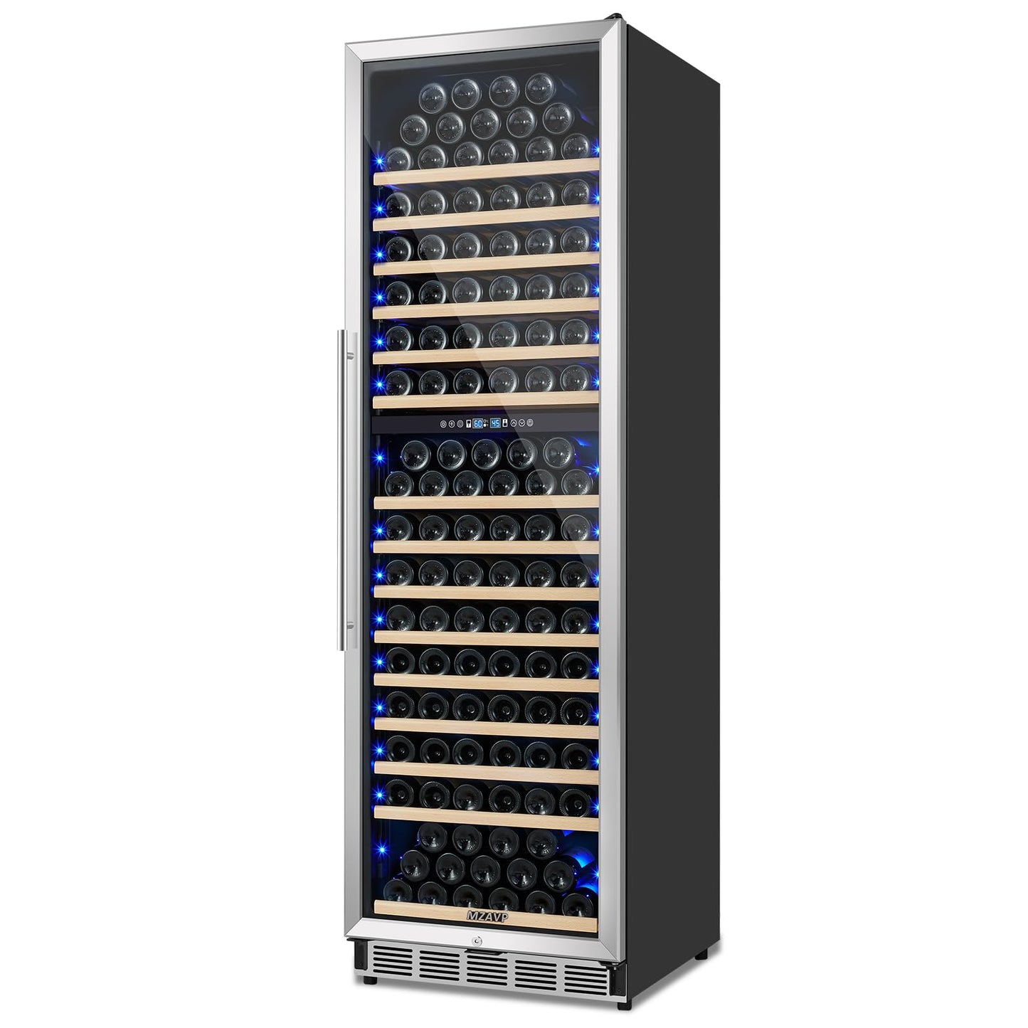 MZAVP 200 Bottle Wine Fridge Dual Zone, 24 Inch Wine Cooler Refrigerator Freestanding or Built-in, Professional Wine Cellar with Advanced Temperature Control and Compressor Cooling, Quiet Operation