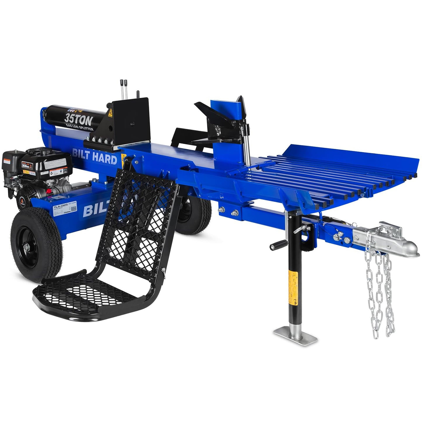 BILT HARD 35 Ton Gas Log Splitter with Log Lift, 4-Way & 6-Way Wedges, 306cc 10 HP Towable Full Beam Wood Splitter, Bucher 2 Stage Gear Pump