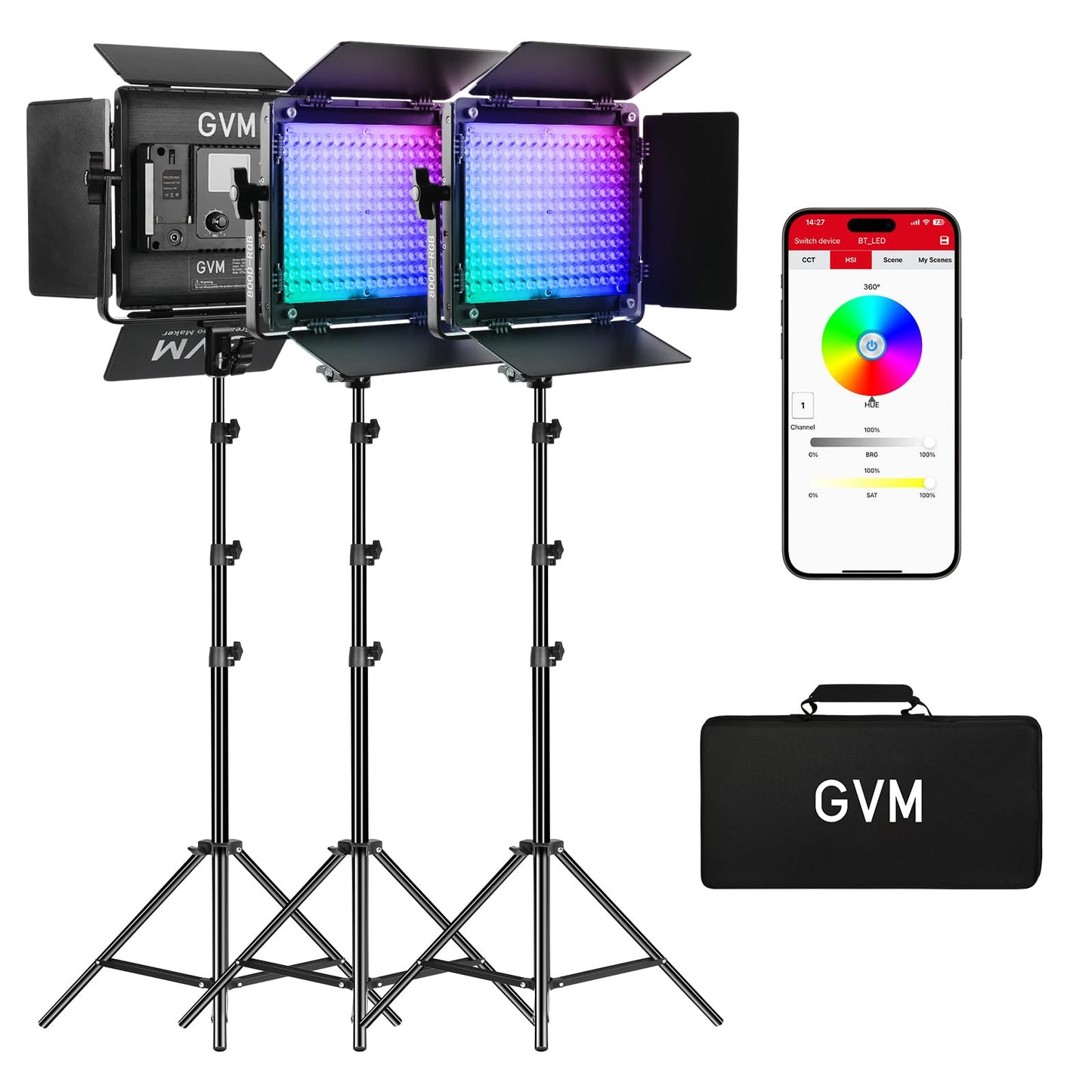 GVM RGB LED Video Light Kits, 800D 6X Upgraded Studio Lights with Optical Lens, Photography Lighting with 20 Scene Modes, Panel Lights with 19500 Lux/0.5m, Content, Filming, Portable, 3 Packs