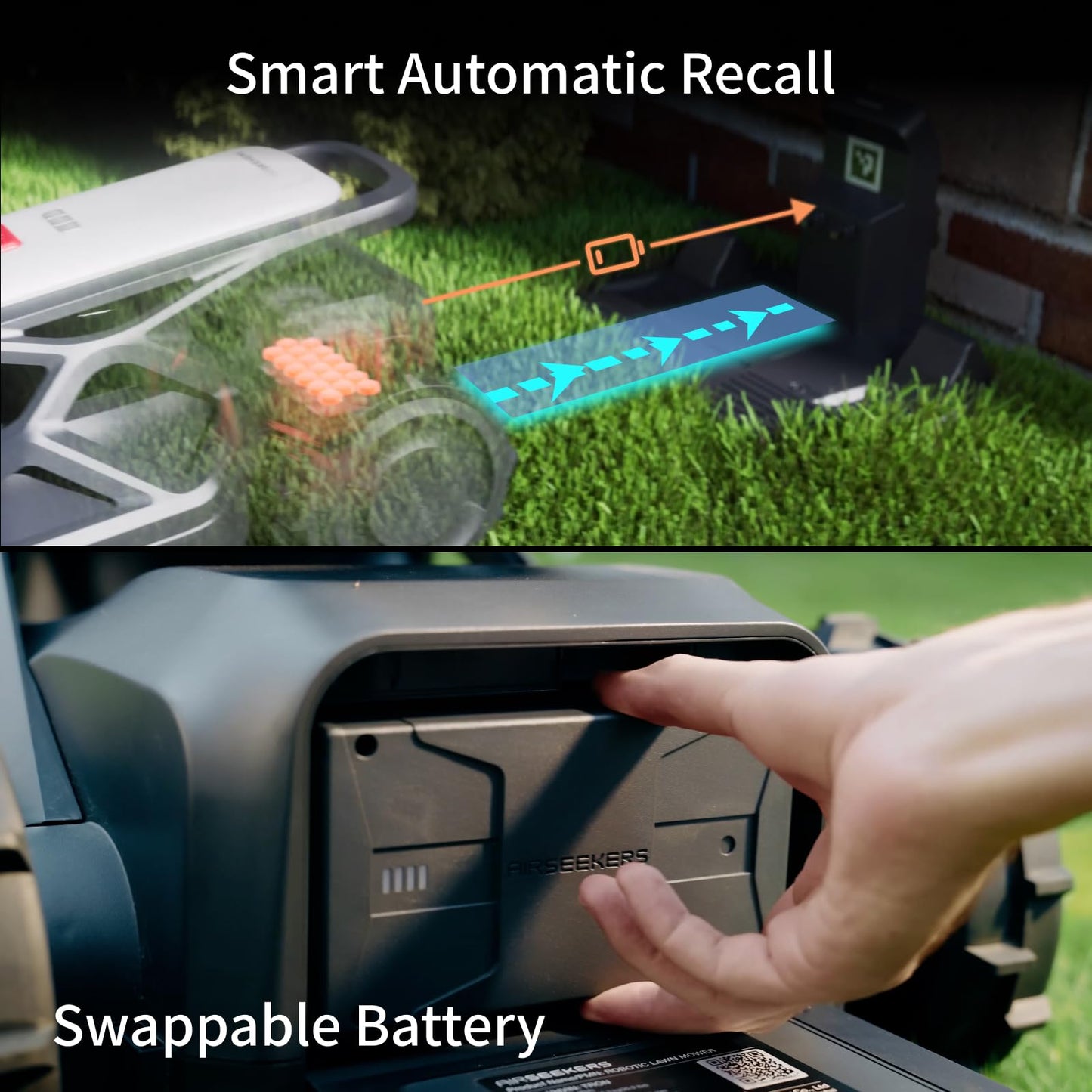 AIRSEEKERS TRON Robot Lawn Mower 1 Acres, NRTK + 5 Vision Wire-Free Robotic Lawnmowe,AI Obstacle Avoidance, No Perimeter Wire,App Control,Automatic MAPE,65% Slope, All-Terrain Mowing,IPX6 Waterproof