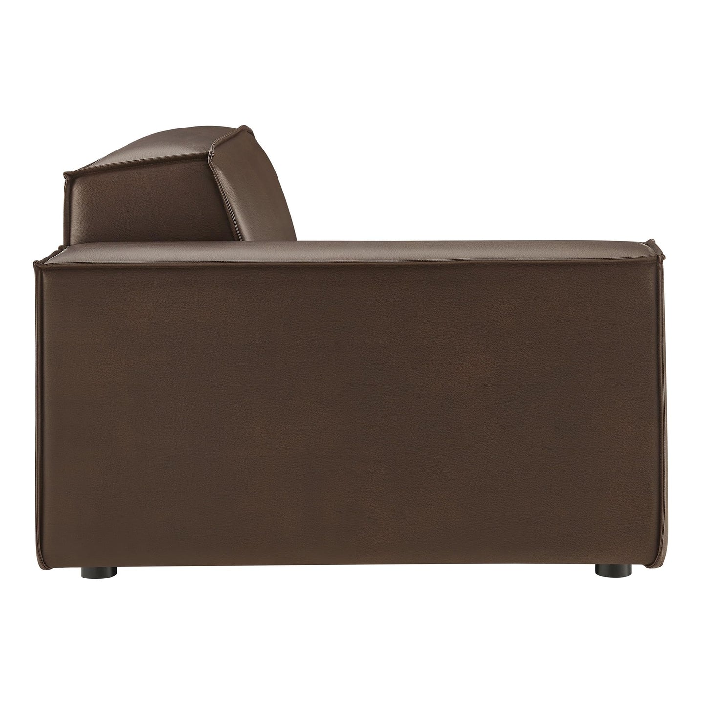 Modway Restore Left-Facing Faux Leather Modular Lounge Chair in Espresso - Living Room Vegan Leather Upholstered Single-Arm Accent Armchair for Sectional Sofa