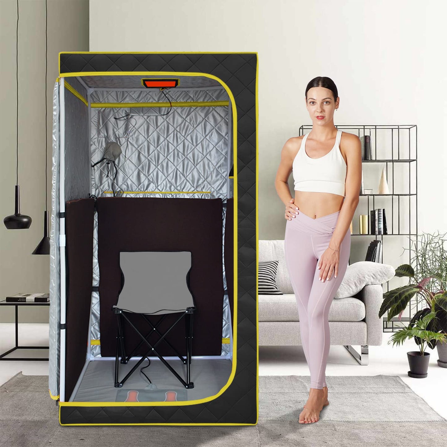 TaTalife Portable Infrared Sauna, Full Size Far Infrared Sauna, One Person Sauna Tent, Separate Heating Foot Pad and Portable Sauna Chair Home Saunas for Relaxation Detox
