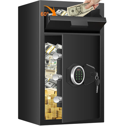 2.7 Cubic Drop Slot Safes for Money Jewelry, Drop Safe for Business with Combination Lock and Key, Mute Function,Depository Safe for Money Jewelry Home Business Office