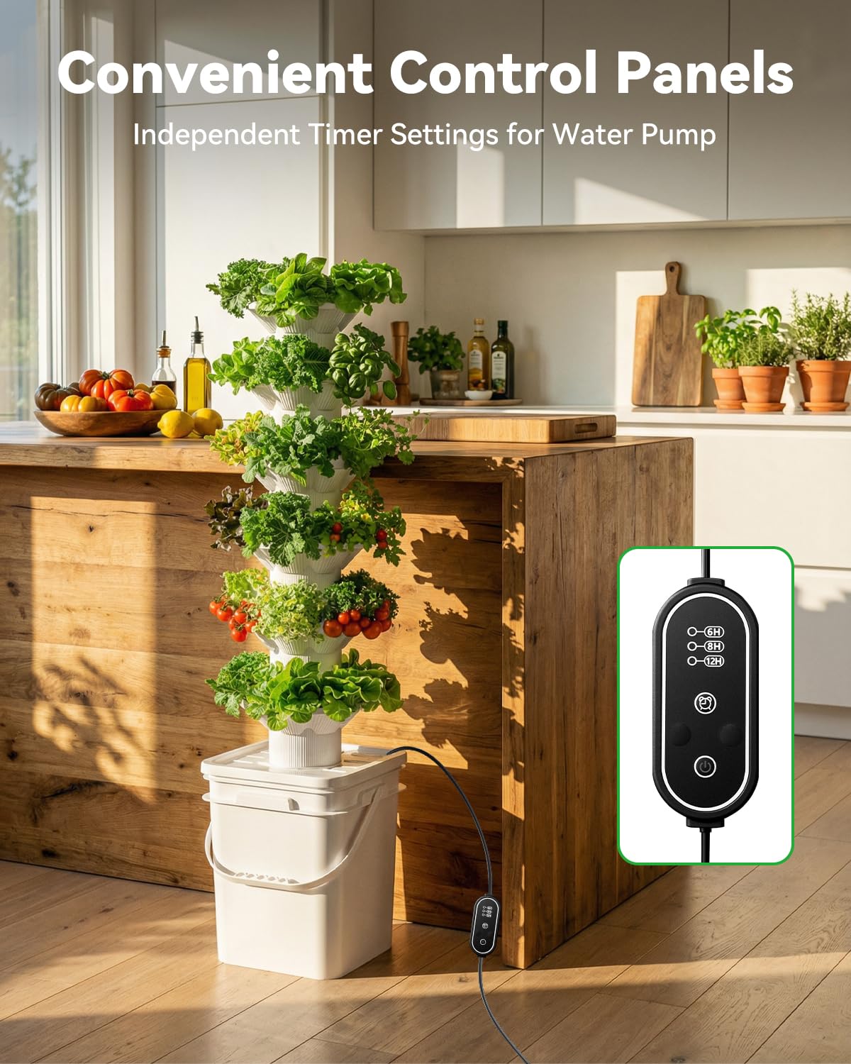 sjzxuv Vertical Hydroponics Growing System Kit, Indoor Outdoor Gardening System Kits, Herb & Fruits Growing Hydroponic Tower, 6 Layers (36 Pods)