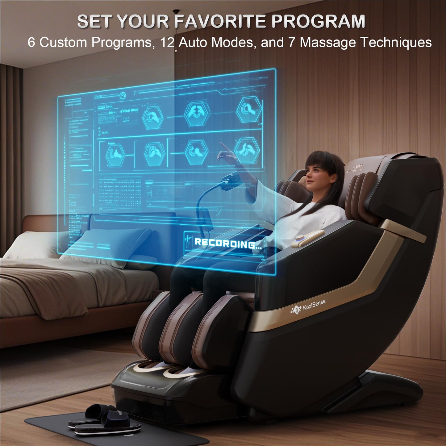 KoziSense KZ-313 2026 Heated Jade Roller Massage Chair Full Body, Deep Zero Gravity SL-Track with Heat, 12 Auto Modes, 6 Custom Programs, Backlit Touch Screen, Voice Control, Wireless Charger