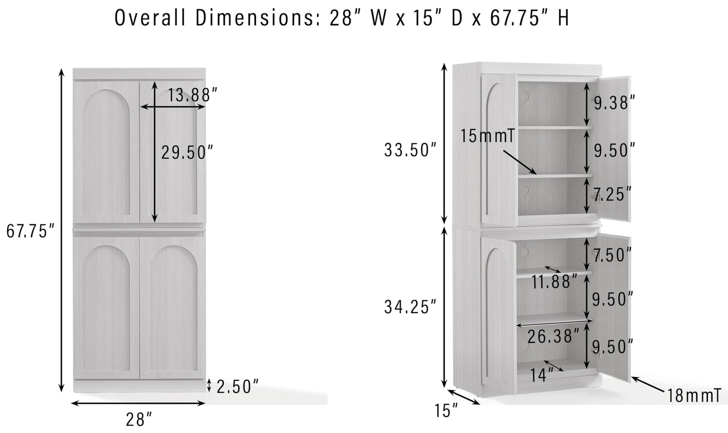 Crosley Furniture Marco Tall Modern Kitchen Pantry Storage Cabinet with Shelves, Dining, Laundry Room, Bathroom, Ash