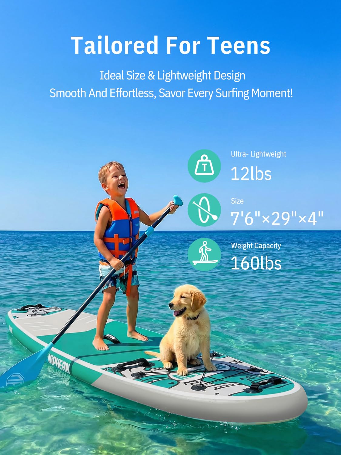Niphean Inflatable Stand Up Paddle Board with Stabiltrac Fin Design and SUP Accessories, Anti-Slip EVA Deck, 10’6’’ Inflatable Paddle Boards for Adults & Youth of All Skill Levels