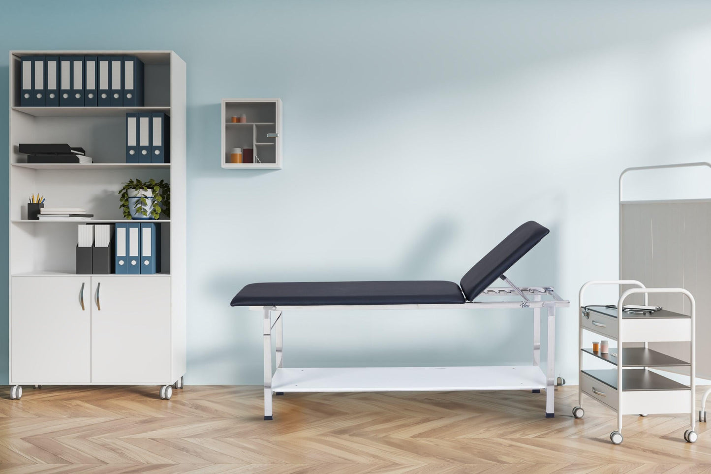 AdirMed VivaComfort Patient Exam Table with Shelf, Adjustable Back, and Foldable Legs, Medical Exam Table Black