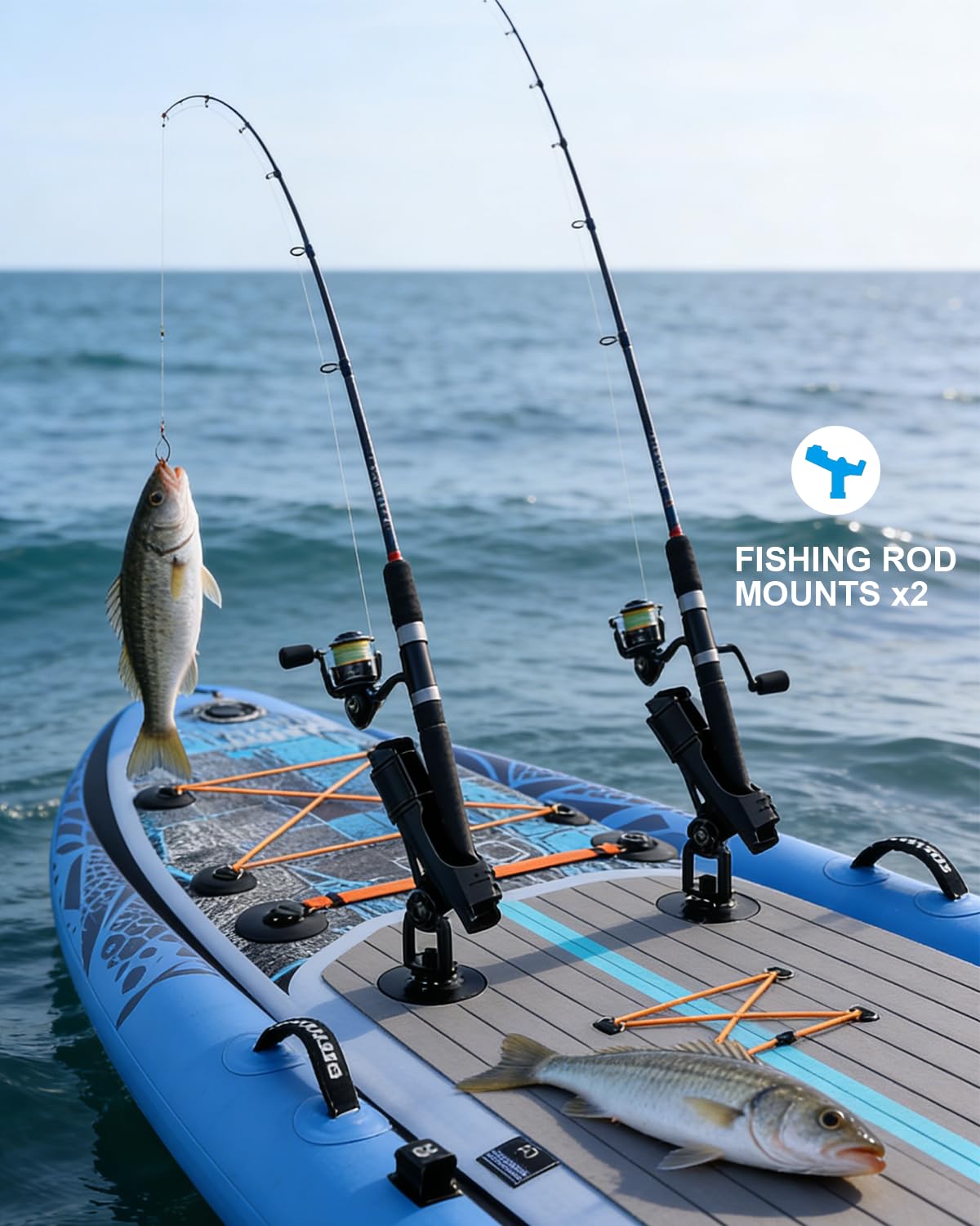 Napatron Inflatable Fishing Board, 11'x47''Heavy-Duty Inflatable Fishing Float Platform, Built-in Rod Holders & Carry Bag，Portable Fishing Raft for Saltwater/Freshwater Lake Beach Ocean