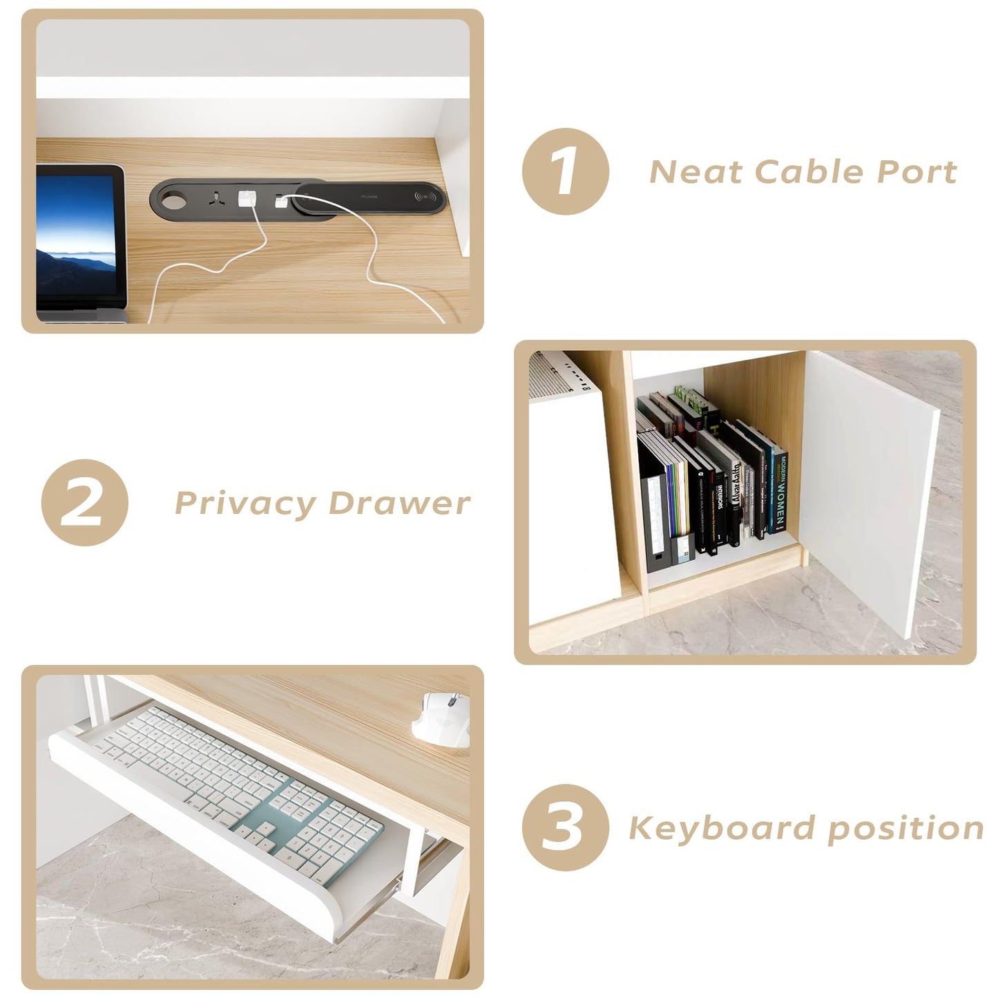 Reception Desk with Cabinet,63 Inch Modern Front Desk Reception with Cable Grommet and Keyboard Tray,Ample Workspace, Easy Assembly,for Office,Checkout Counter,Hotel Lobby(White)