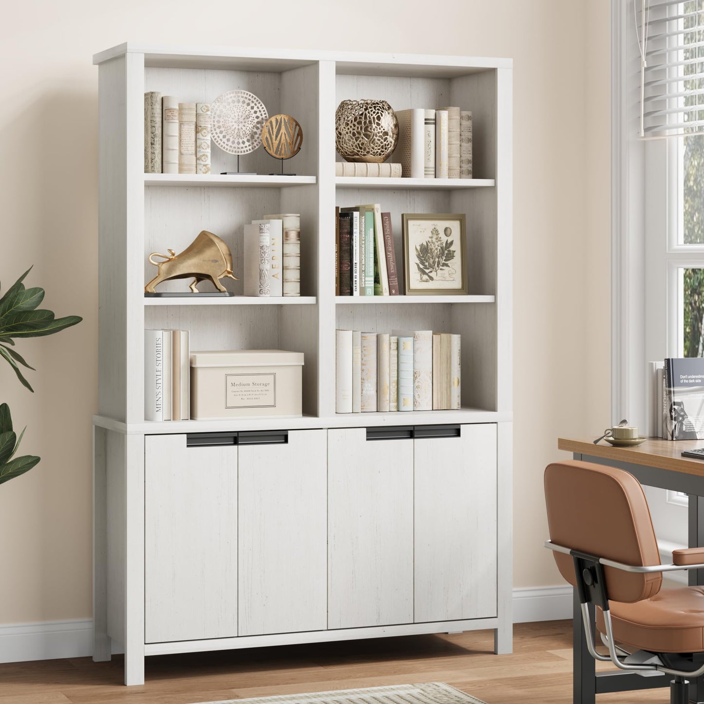 Garvee 74.5" Tall Bookshelf with Double Storage, 6-Tier Large Bookshelf, Double Wide Bookshelves w/ 12 Cubbies, Wide Freestanding Bookcases for Livingroom Office Library (White, 70.7"H*47.2"L*11.8"D)