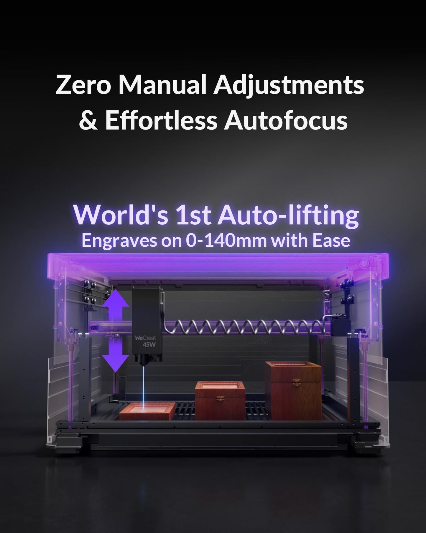 WECREAT Vision Pro 45W Laser Cutter and Engraver with Air Assist, HD Camera & Auto-Lifting, Laser Cutter Cuts 1” Wood, Full Enclosure Laser Engraving Machine for Wood and Metal, Acrylic, Leather etc
