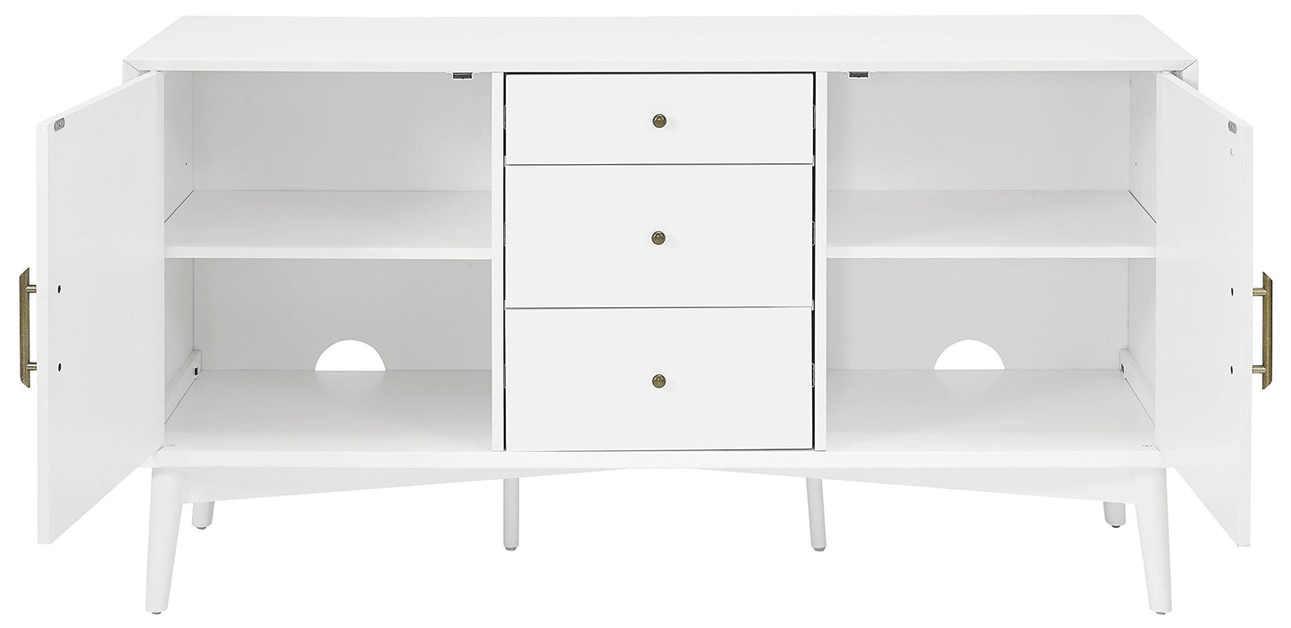Crosley Furniture Landon Mid Century Sideboard Buffet Cabinet with Storage, White