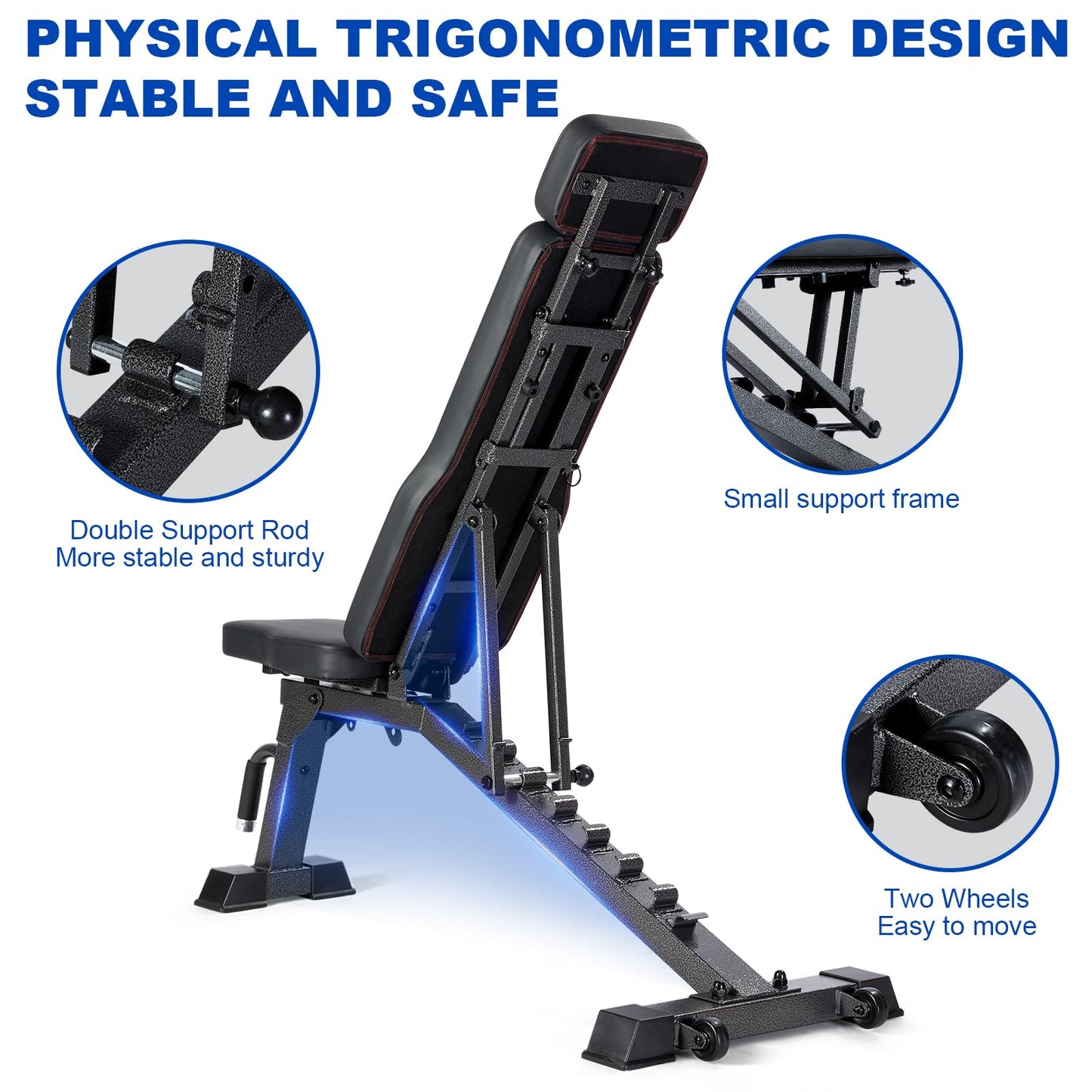 BARWING Adjustable Weight Bench for Home Gym, 1300LBS Heavy Duty Workout Bench with 8 Back & 4 Seat Positions, Incline Decline Flat Bench for Full Body Strength Training & Bench Press