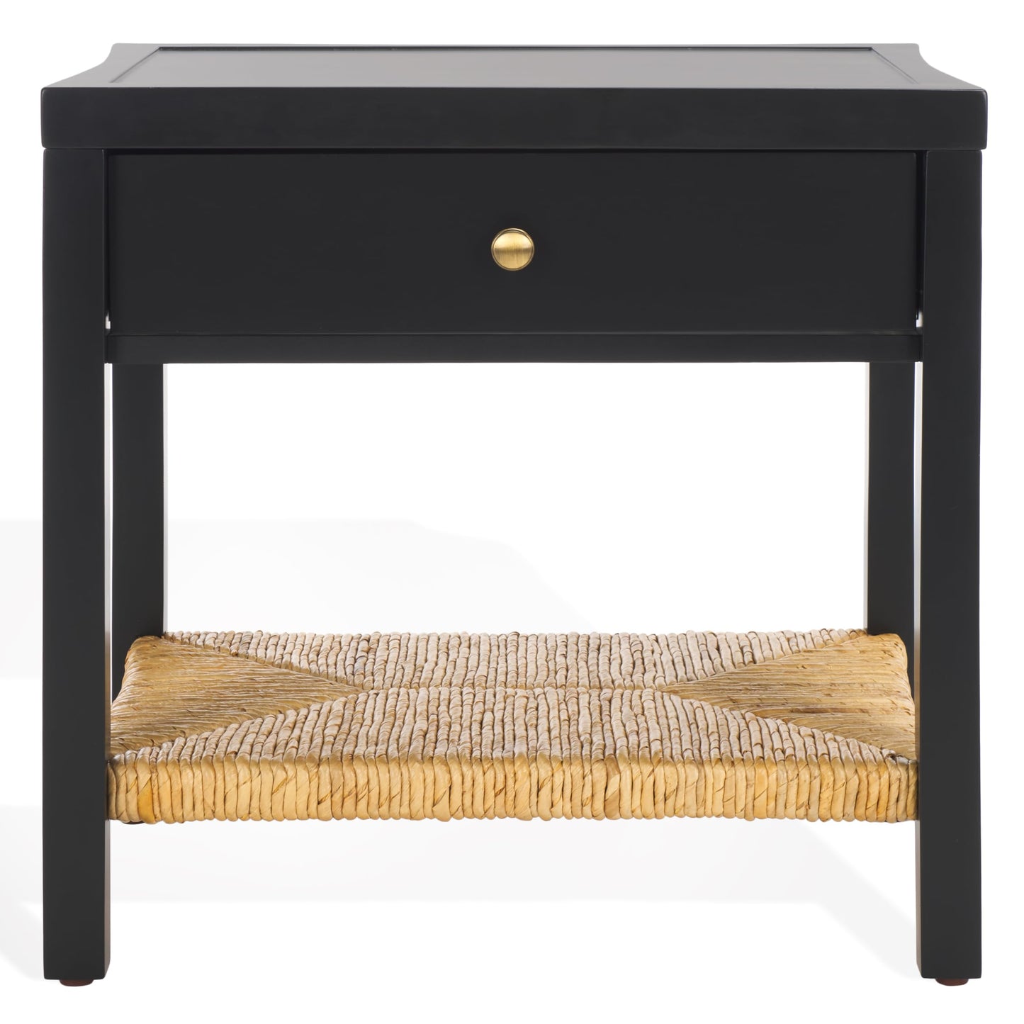 SAFAVIEH Couture Collection Berlynne Black/Natural Solid Wood 1-Drawer Banana Stem Shelf Accent Table Nightstand