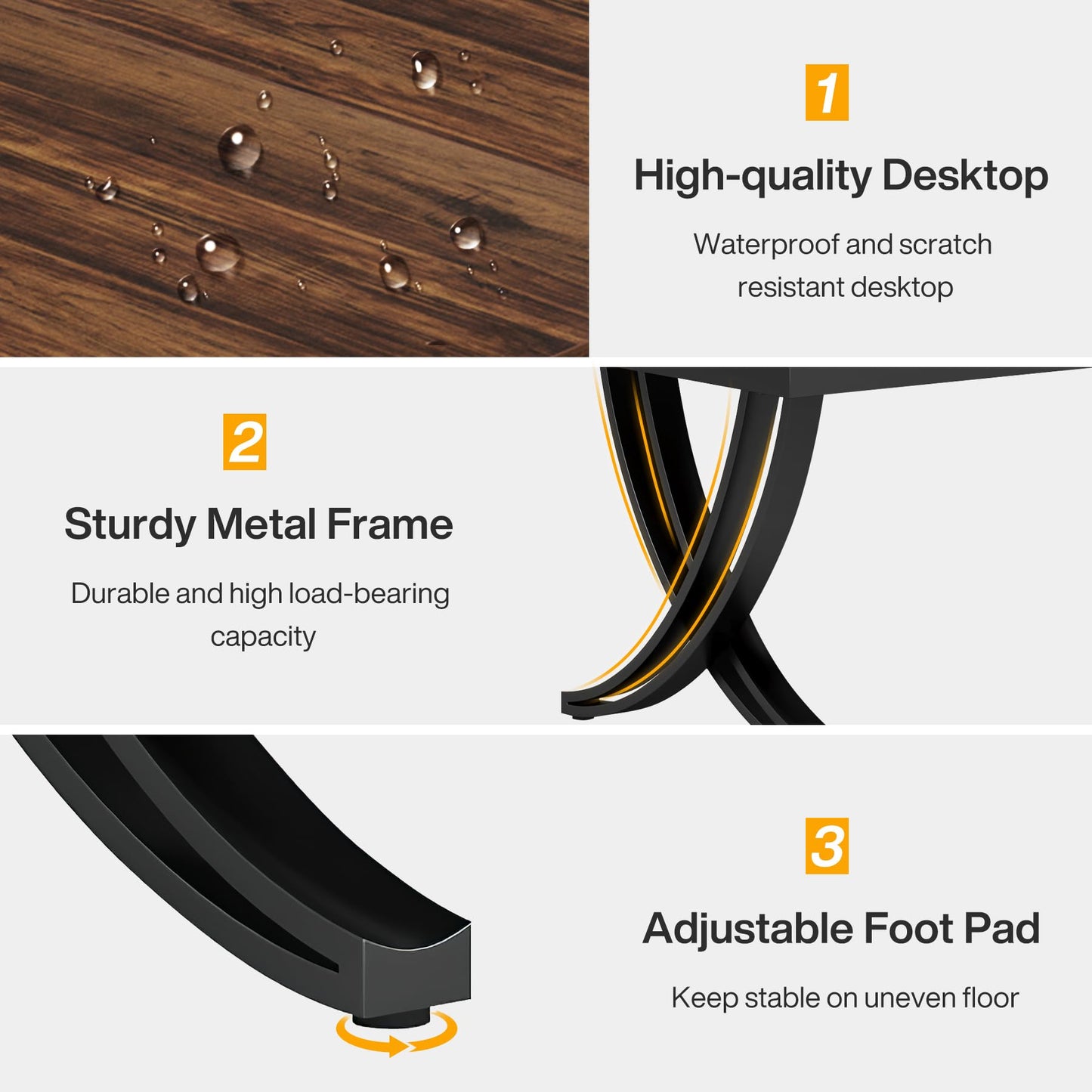 Tribesigns 6.5FT Conference Table for 6-8 People, 78 inch Long Rectangular Seminar Table with Strong Metal Frame, Business Boardroom Desk for Office Meeting Conference Room (1PC, Brown)
