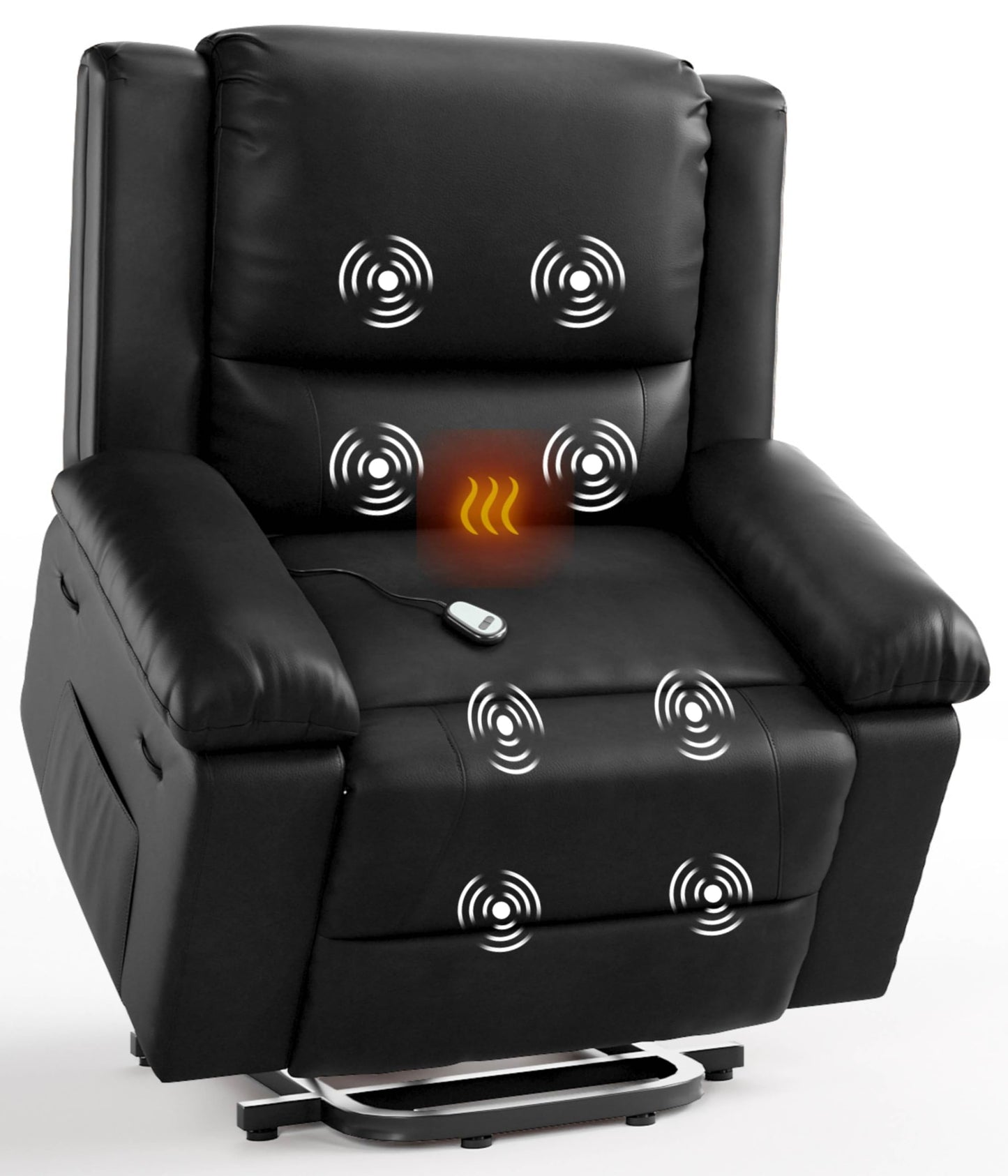 Garvee Power Lift Recliner Chair - Heat and Massage, PU Leather Electric Lift Recliner for Elderly & Mobility Impaired，Reclining Sofa with Side Pocket for Living Room