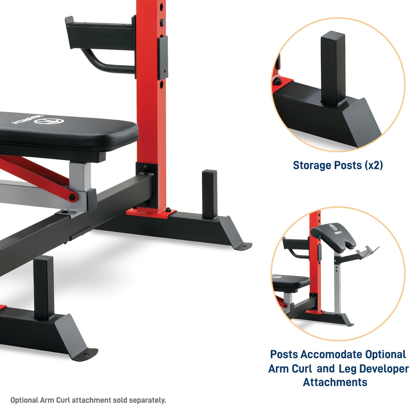 Marcy Deluxe Olympic Weight Bench with Adjustable Back and Bar Catch