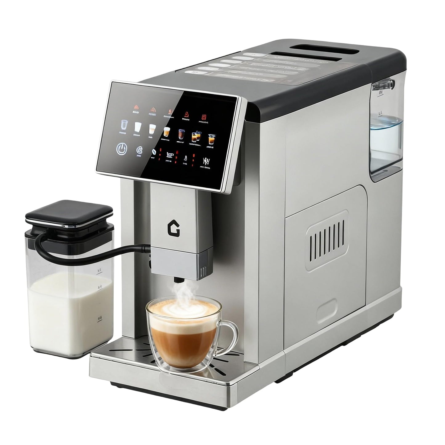 3rd-Gen Espresso Coffee Maker with Milk Frother - Removable Brewer/Grinder, Adjustable Coarseness/Flavor, 3-Level Coffee/Milk Volume, Detachable Milk Tank for Home Baristas, Silver Spray Paint